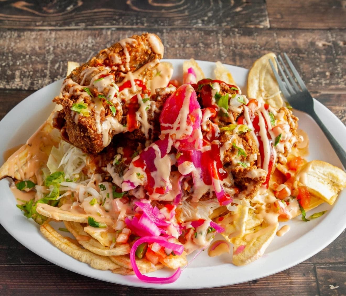 Pollo Con Tajadas — Fried Chicken with Plantain Chips